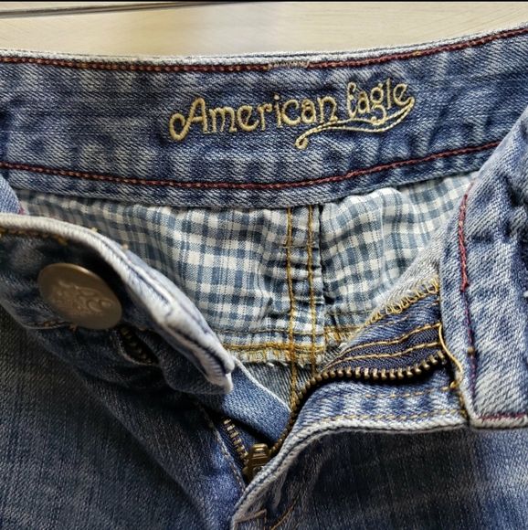 Womens American Eagle vintage size 10 cotton Jean Shorts denim blue 00s Y2K - Picture 3 of 8